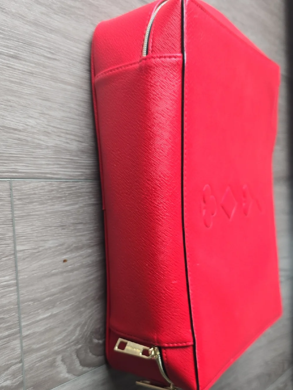 Estée Lauder Red Cosmetic Case Playing Card Red Embossed Card Suit Tote Bag